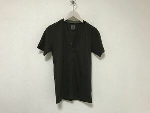 本物カルバンクラインck CalvinKleinコットンヘンリーネック半袖TシャツメンズサーフアメカジミリタリービジネススーツストリートMカーキ