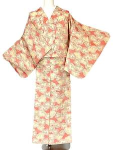 小紋 単衣 紬 単衣着物 美品 着物 きもの カジュアル着物 リサイクル着物 kimono 中古 仕立て上がり 身丈155.5cm 裄丈63.5cm