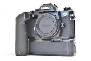 【きれいな動作品】Nikon ニコン New FM2 ブラック 後期型+モータードライブMD-12　清掃・整備済み　電池付きでこのまま使える状態良好品