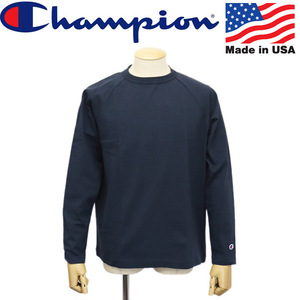 Champion (チャンピオン) C5-Q401 T1011 RAGLAN LONG SLEEVE T-SHIRT 長袖 ラグラン アメリカ製 CN054 370ネイビーXL