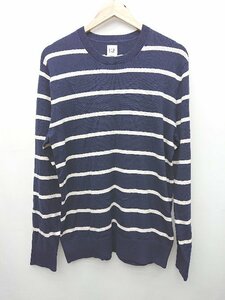 ◇ ◎ ●未使用● GAP ギャップ タグ付き ボーダー 長袖 ニット セーター サイズM ネイビー アイボリー系 メンズ P