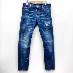 DSQUARED2 ディースクエアード SEXY TWIST JEAN セクシー ツイスト ジーンズ S74LB0541 ウォッシュ ペイント リペア加工 デニム サイズ46