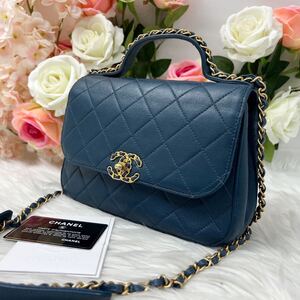 1円スタート 極美品 CHANEL シャネル 19 ラムスキン マトラッセ トップハンドル２WAY ショルダーバッグ