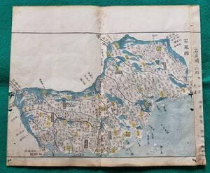 地図 （絵図） 島根県 石見國 A 紙本 木版 彩色 古地図 江戸時代 津和野 浜田 （レターパックライト発送）