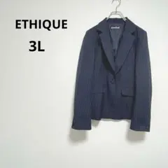 ETHIQUE エティーク 【3L】 ストライプ テーラードジャケット オフィス