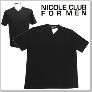 ニコルクラブフォーメン NICOLE CLUB FOR MEN ボックスミニワッフル半袖Tシャツ 3164-9702-49(BLACK)-46(M) カットソー