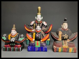 k091 土人形 市原土人形 坊之谷土人形/亀翁作 堤人形 天神 郷土玩具 民芸品 4点【白蓮】12