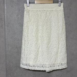 【美品】LIL nina（M）レーススカート＊膝丈＊総レース＊ストレッチ＊綿混