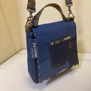 倉敷デニム生地×時代小紋　2wayバッグ　ショルダーバッグ　小寸　日本製　新品未使用品
