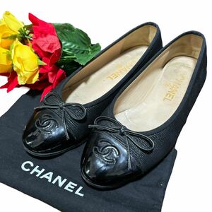 【極美品】CHANEL シャネル バレエシューズ パテント スエード 36.5