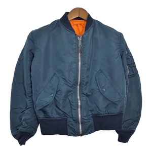 USA製 ALPHA INDUSTRIES アルファ インダストリーズ MA-1 フライトジャケット ミリタリー ネイビー (メンズ X-SMALL) 中古 古着 R1423