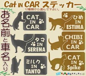 ●名前と車名入りCATINCARステッカー　金か銀色選べる　122