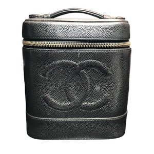 シャネル CHANEL バニティ A01998 ブラック GD金具 キャビアスキン ハンドバッグ レディース 中古