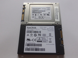 SSD SATA 2.5inch SanDisk 480GBと CFD 東芝 512GB 正常判定 本体のみ 中古品です