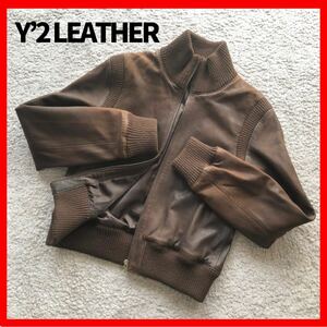 ☆激レアの逸品/羊皮！【Y’2 LEATHER】ワイツーレザー　ラムレザー　ジャケット　羊　羊革　ジャンパー　ダークブラウン　L