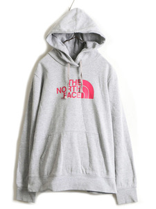 ■ ノースフェイス プリント スウェット フード パーカー ( レディース L ) 古着 The North Face トレーナー プルオーバー 裏起毛 スエット