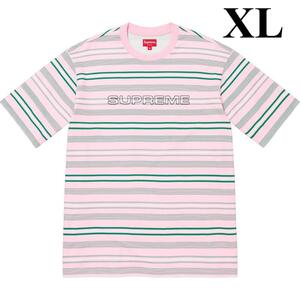 Supreme DASH STRIPE S/S TOP(SS23) サイズ:XL ピンク 新規オープンロサンゼルス店 限定おまけ付き