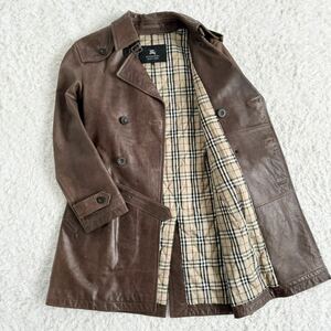 極美品 BURBERRY BLACK LABEL バーバリーブラックレーベル 最高級 羊革 ラムレザーコート ノバチェック M