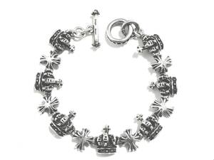 ☆レア 定価￥108,900 本物 正規品 ロイヤルオーダー Continuous Crown ＆ Cross シルバーブレスレット シルバー925☆