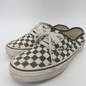 ◇ VANS ヴァンズ チェック柄　紐調節　スケートボード スニーカー サイズ24.5 ホワイト系 レディース E