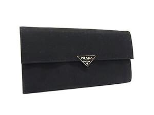 1円 PRADA プラダ テスートナイロン 二つ折り 長財布 ウォレット 小銭入れ 札入れ カード入れ ブラック系 BM4167