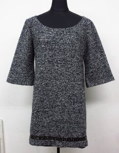 a9245　美品　VICKY　couture　ワンピース　ミックスカラ―　グレーｘホワイトｘブラック　スパンコール　サイズ2　ビッキー　クチュール