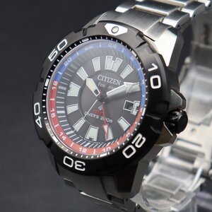 CITIZEN シチズン プロマスター GMT ダイバーズ B877-R012827 エコドライブ ソーラー 黒 デイト 純正ブレス 購入証明書/コマ/箱 メンズ