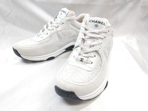 CHANEL シャネル 24SS CC ロゴ スニーカー ツイード G38299 ホワイト サイズ 37 店舗受取可