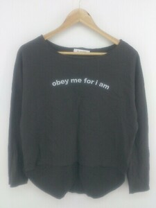 ◇ AZUL BY MOUSSY プリント 長袖 Tシャツ カットソー サイズS チャコールグレー系 ホワイト系 レディース P