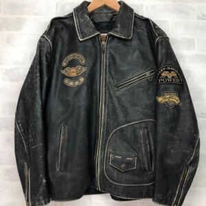 Harley Davidson ハーレーダビットソン ワッペン 牛革 シングルライダースジャケット SIZE: L ブラック MH632024091081