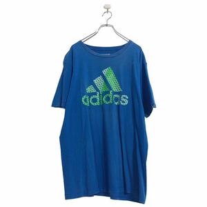 adidas 半袖 プリント Tシャツ XL ブルー アディダス ビッグロゴ 古着卸 アメリカ仕入 a506-6009