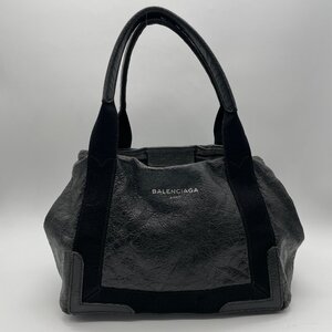 ω美品【BALENCIAGA バレンシアガ エクスクルーシブライン カバス ソフトラムスキン キャンバス トートバッグ ブラック ブランド】TK2420