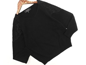 COUP DE CHANCE クードシャンス カシミヤ混 レース 切替 ニット セーター size34/黒 ◇■ ☆ ekc0 レディース