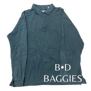 輸入古着　メンズ　ポロシャツ　M 深緑　BD BAGGIES