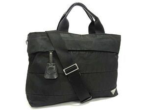 1円 PRADA プラダ ナイロン 2WAY クロスボディ ショルダーバッグ ハンドバッグ 斜め掛けかばん 肩掛けかばん ブラック系 FL1462