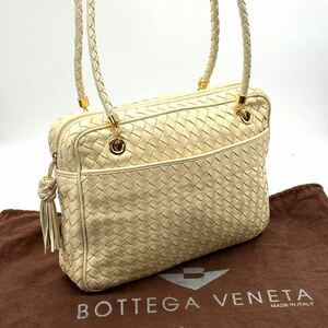 希少！光沢感/極美品●BOTTEGA VENETA ボッテガヴェネタ イントレチャート レザーショルダーバッグ トートバッグ 肩掛け可 レディース 