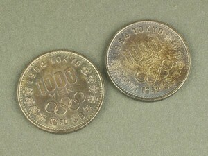 【宇】FB128 銀製 硬貨 昭和三十九年 1964年 東京オリンピック記念 1,000円銀貨 二枚
