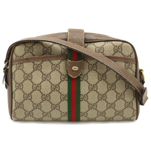 GUCCI グッチ オールドグッチ GGプラス シェリーライン ショルダーバッグ ポシェット ベージュ ブラウン ゴールド金具