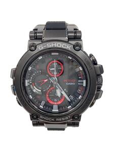 CASIO◆ソーラー腕時計・G-SHOCK/アナログ/レザー/BLK/BLK