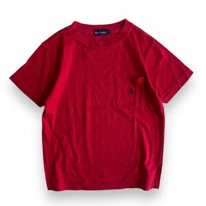 国内正規品 RALPH LAUREN ラルフローレン 半袖 ポニー 刺繍 ロゴ コットン ポケット Tシャツ KIDS キッズ BABY ベビー 子供 110 赤 レッド