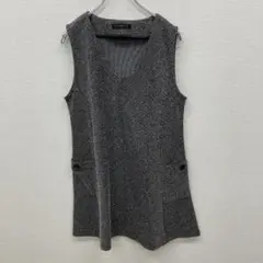 【美品】クレオサン（L）ノースリーブチュニック＊リブ＊Uネック＊ポケット＊グレー