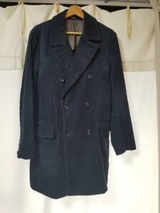 ダブルブレスト ピーコート ネイビー コーデュロイ Navy PeaCoat Corduroy Blue Navy M Size