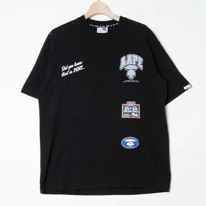 メール便◯A BATHING APE ベイシングエイプ サイズM 半袖 クルーネック Tシャツ 黒 ブラック プリント メンズ トップス カジュアル