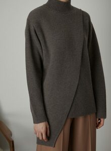 4575 RIM.ARK リムアーク Different knit long tops アシンメトリー ニット セーター プルオーバー 茶 ブラウン フリーサイズ レディース