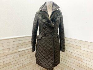 MONCLER モンクレール ALAME ダウン コート ダークブラウン ラビットファー アウター 付け衿 2WAY レディース キルティング