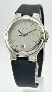 「グッチ　1円～」　「GUCCI」　9040M　デイト　ラウンド　腕時計　クォーツ　メンズ　稼働　E10460