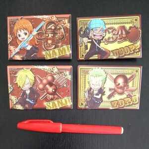 ONE PIECE 長方形缶バッヂ４個 SANJI サンジ ZORO ゾロ NAMI ナミ USOPP ウソップ ワンピース