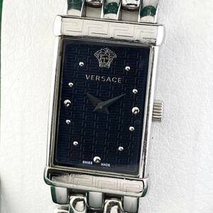 【1円〜】VERSACE ヴェルサーチ 腕時計 レディース 62Q メデューサ ブラック文字盤 スクエア ブレスウォッチ 可動品