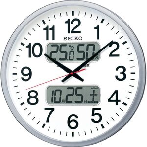 セイコークロック(Seiko Clock) 掛け時計 オフィスタイプ 電波 アナログ 大型 カレンダー 温度 湿度 表示