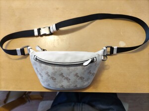 1円スタート ★美品 COACH コーチ PVC×レザー 馬車柄 ウエストバッグ ウエストポーチ ボディバッグ